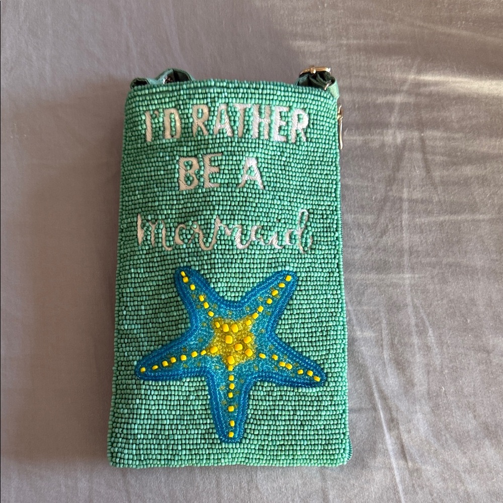 Beaded Starfish crossbody/Clutch - Green and Blue
